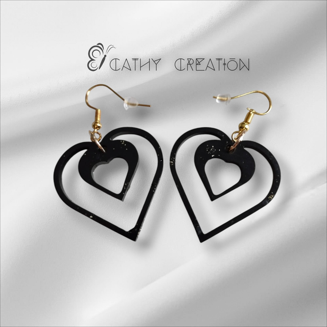 Boucles d'oreilles double coeur 