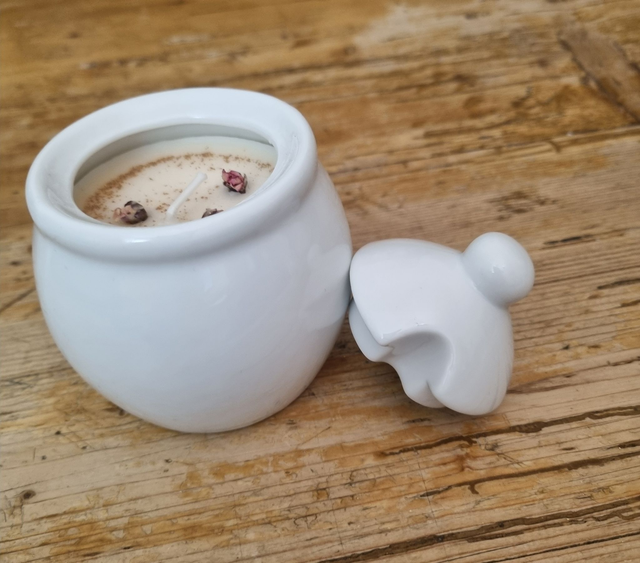 Kerze im Zuckertopf mit Deckel - Unikat