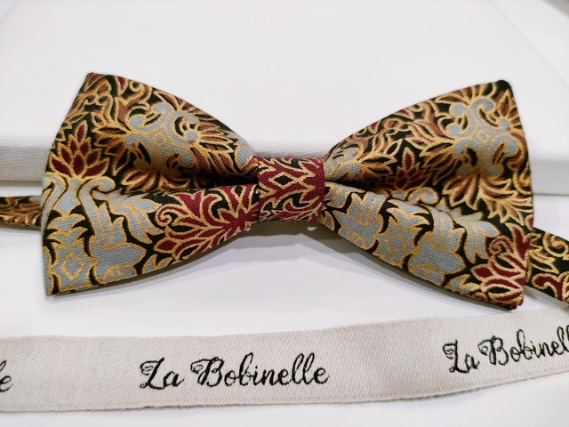 Noeud papillon Java doré rouge bordeaux 