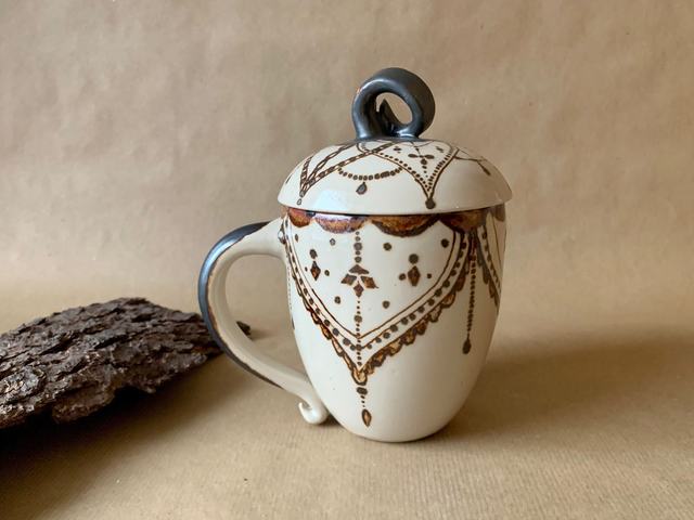 Ceramic Mug with Lid, large tea cup