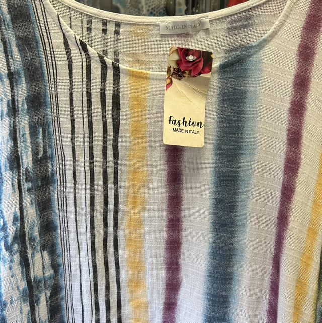 LMF - Colourful Striped Linen Dress - Free Size - 1949