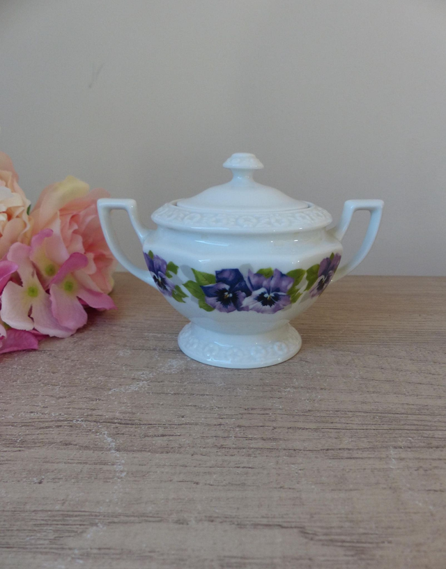 Sucrier en Porcelaine Rosenthal – Collection Classic Rose – Décor Pensées – Vintage – Allemagne