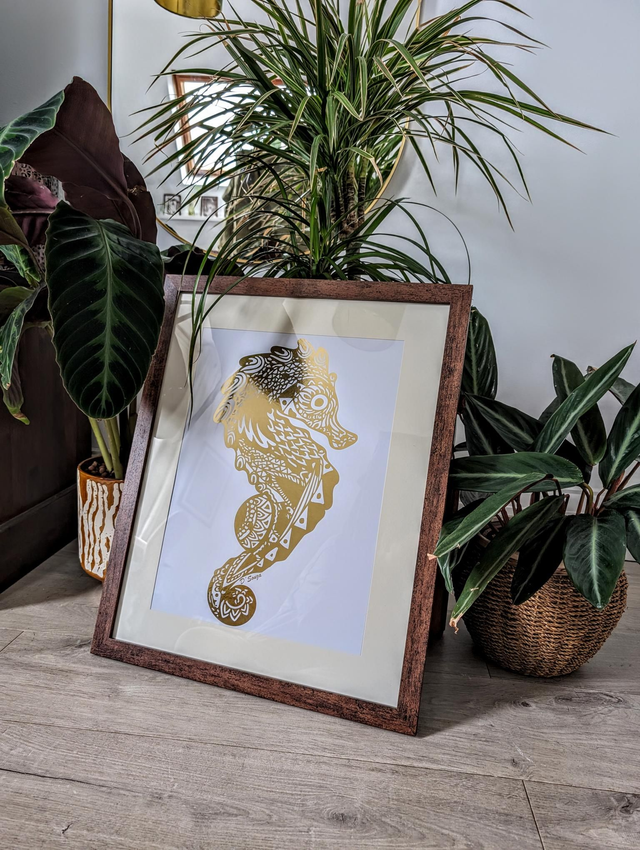 Seahorse Foil Print