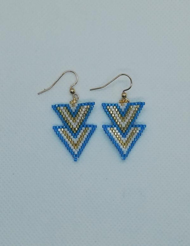 Double triangles bleu clair/doré