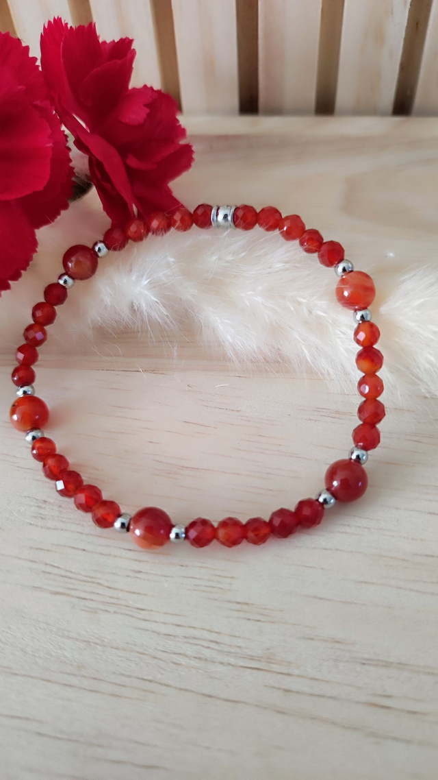 Bracelet Cornaline "Pensées positives"