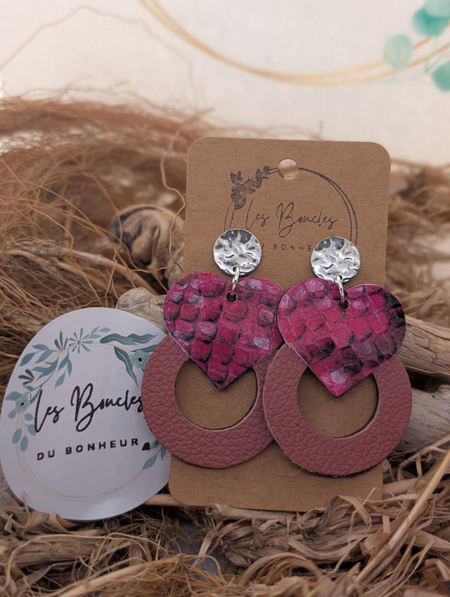 Boucles d'oreilles Coeur ❤️ rose mo016