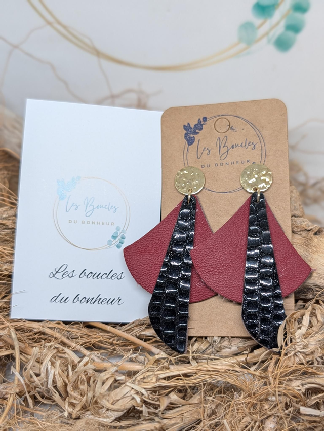 Boucles d'oreilles Georgia bordeaux noir ge018