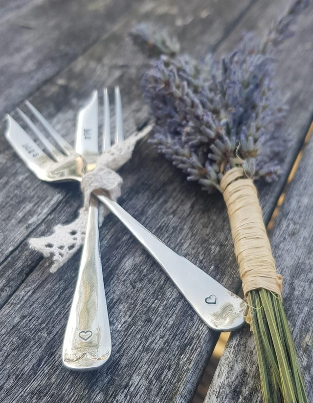 Handstamped vintage silver plated cake fork (Single Fork)