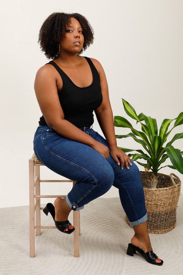 Jeans bleu foncé mom fit