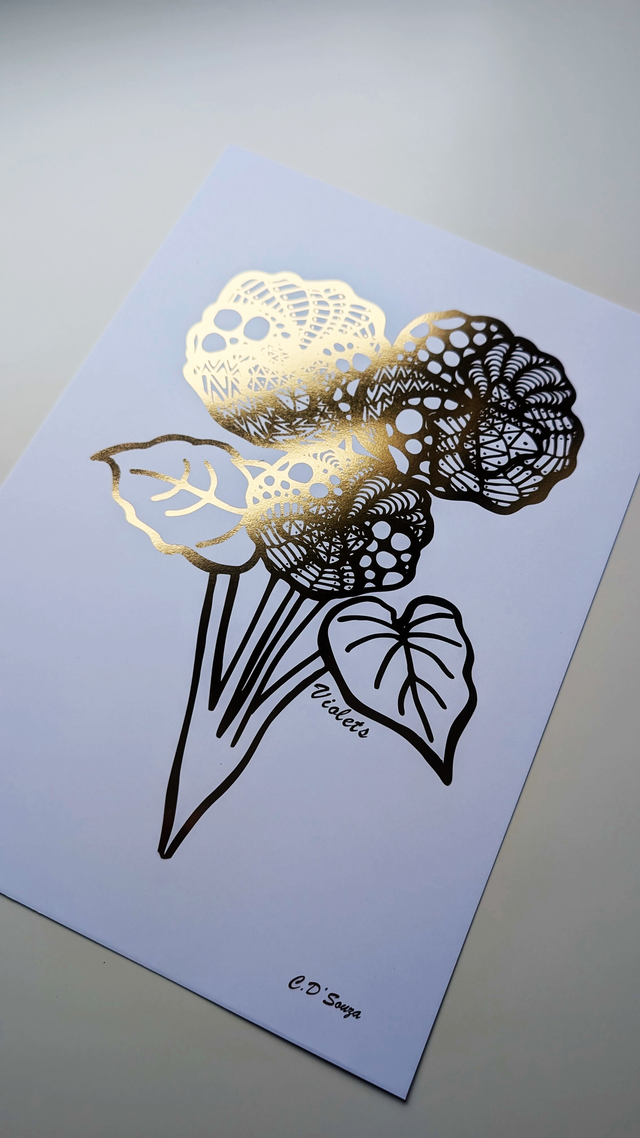 Violets / February Flower Foil Print