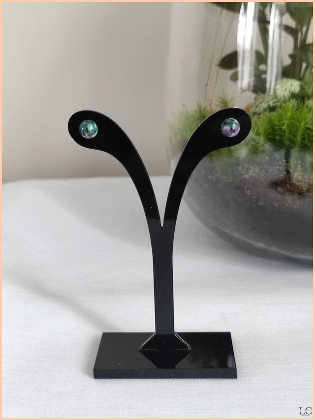 Puces d'oreilles, pierre naturelle - Rubis Zoisite