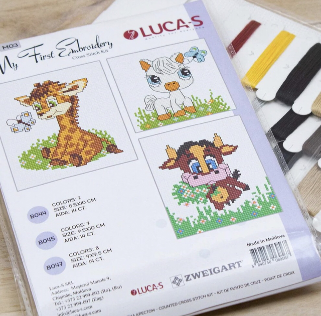 Cross Stitch Kit for Beginners - Kids Embroidery Kit M03 by Luca-S 