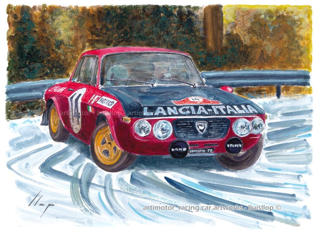 Artimotor onpaper acrílicos 23x31 - 1972 Sandro Munari (Lancia Fulvia) 1º rallye Montecarlo