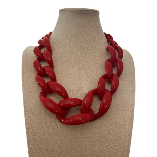 Collana catena rosso