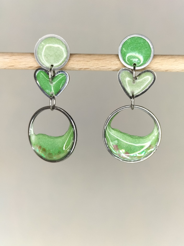 Boucles d'oreilles pendantes vertes 