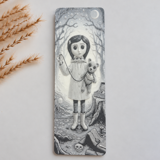 Coraline Inspired 3D Printed Bookmark – Gothic Fantasy Design