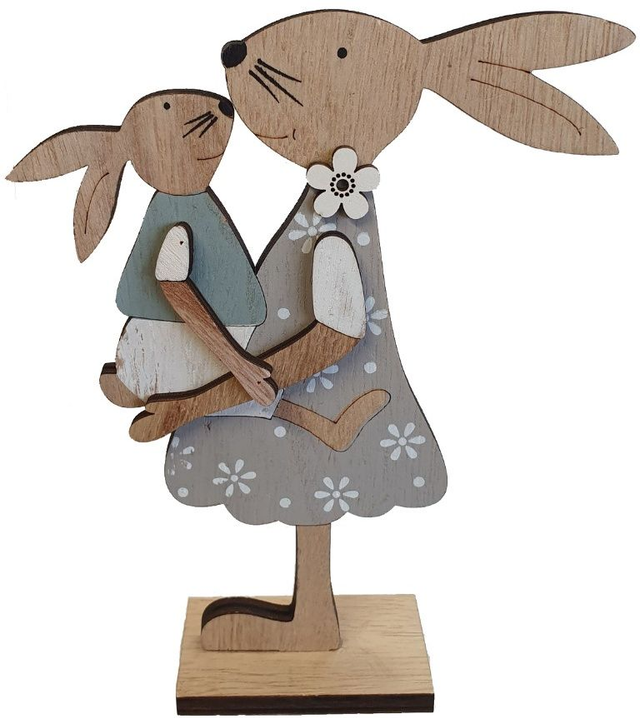 Wooden Mummy Rabbit With Her Child Rabbit