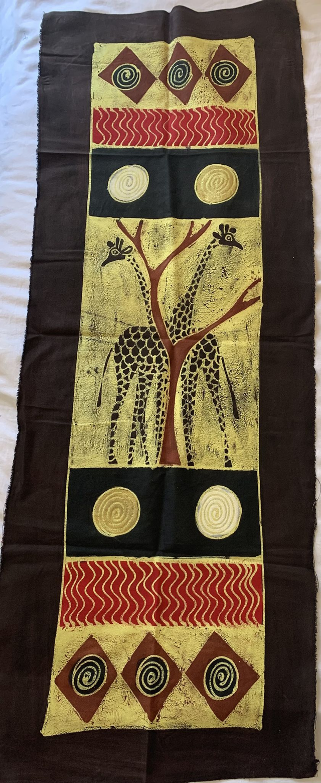2 Giraffe Batik with dark brown border
