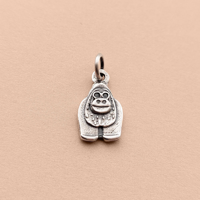 Funny Silver Baboon Necklace  - Sterling Silver Monkey Charm - 925 Gorilla Pendant - Quirky gorilla charm - Medieval Charm