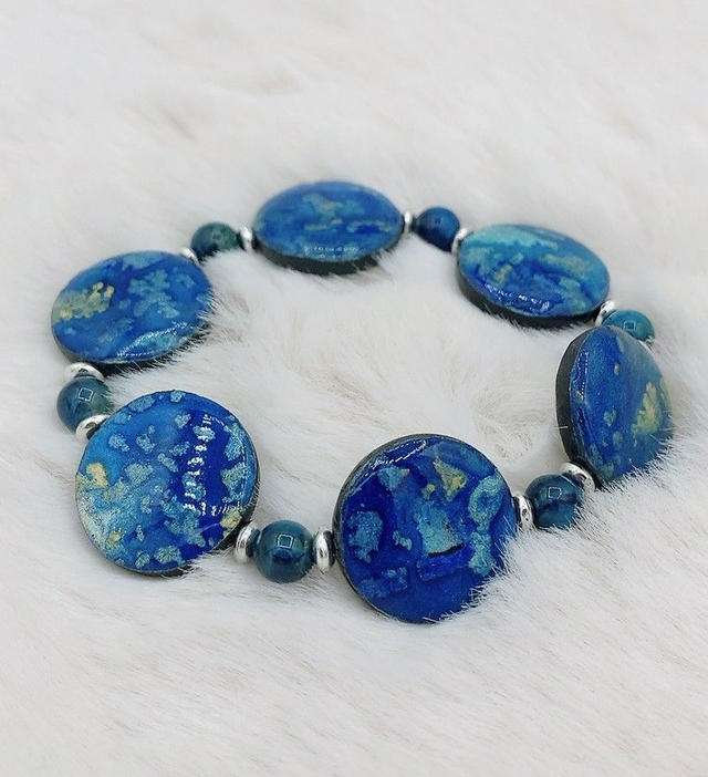 Bracelet "Etincelle" et Œil de Tigre Teinté Bleu