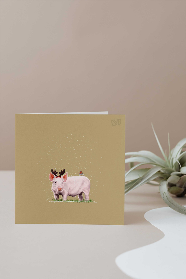 Festive Pig - Christmas Card 