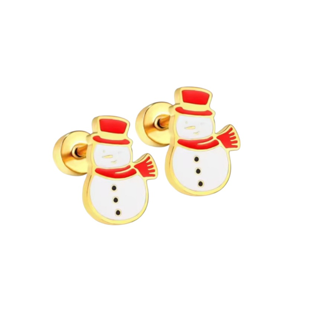 Gold Snowman Mini Comfort Back Studs