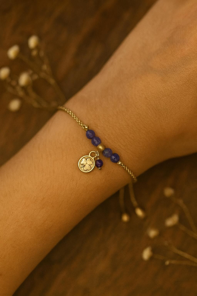 Bracelet Coulissant  Améthyste - Paix intérieure ,Protection,Sagesse