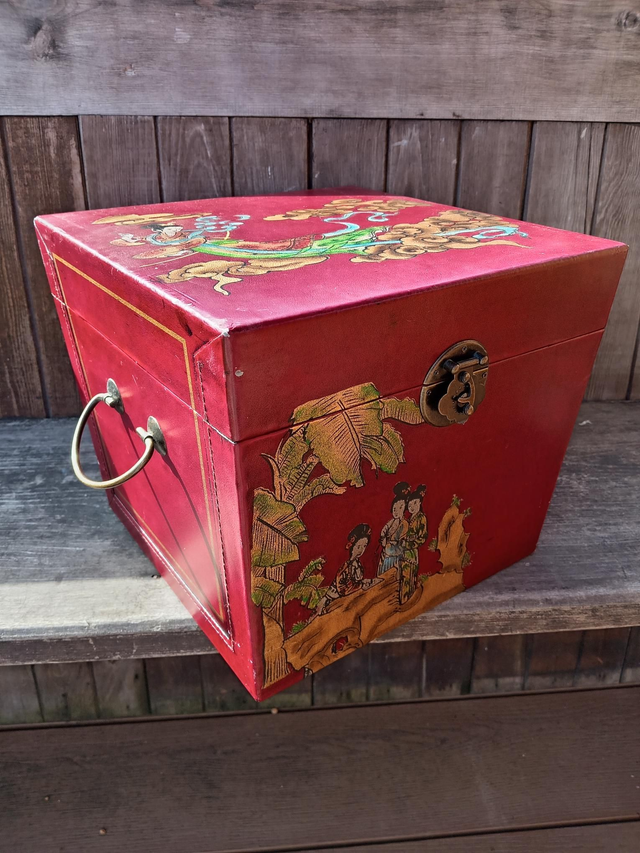 Decorative Leather covered Oriental Vanity case 