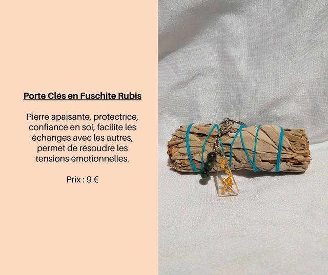 2- Porte Clés en Fuschite Rubis