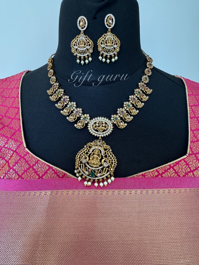Mango Haram Temple Necklace with Earrings