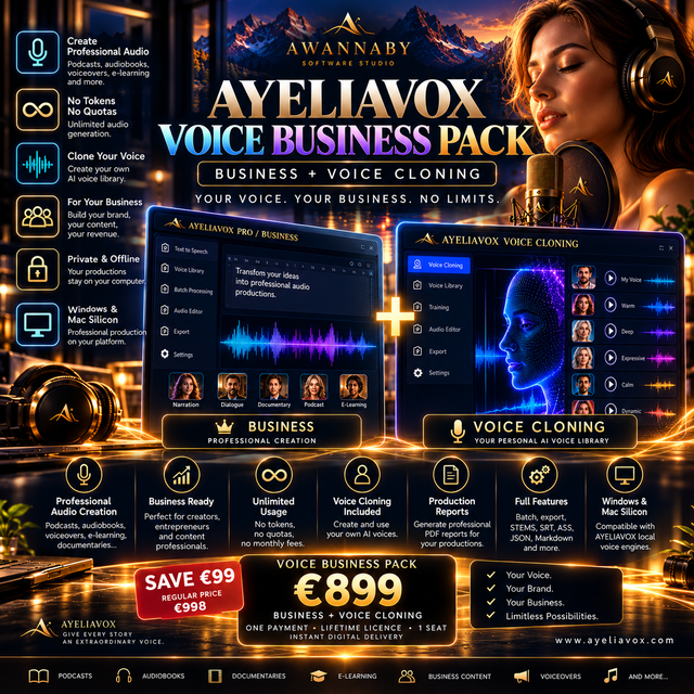 AYELIAVOX VOICE BUSINESS PACK — Business + Voice Cloning