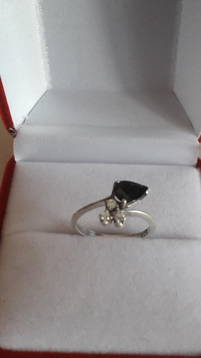 Bague saphir, zirconium, argent 925