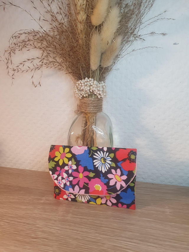 Porte-cartes fleurs des champs/ rose