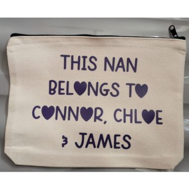Personalised Large Cream Canvas Make Up Bag / Pencil Case / Toiletries Bag