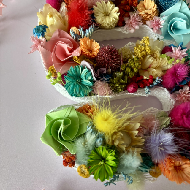 Lettre en carton fleurie Multicolore - Petit Format-