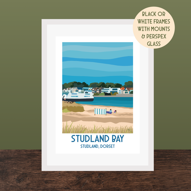 Studland Bay, Travel Poster Print - Vintage Style Dorset Wall Art