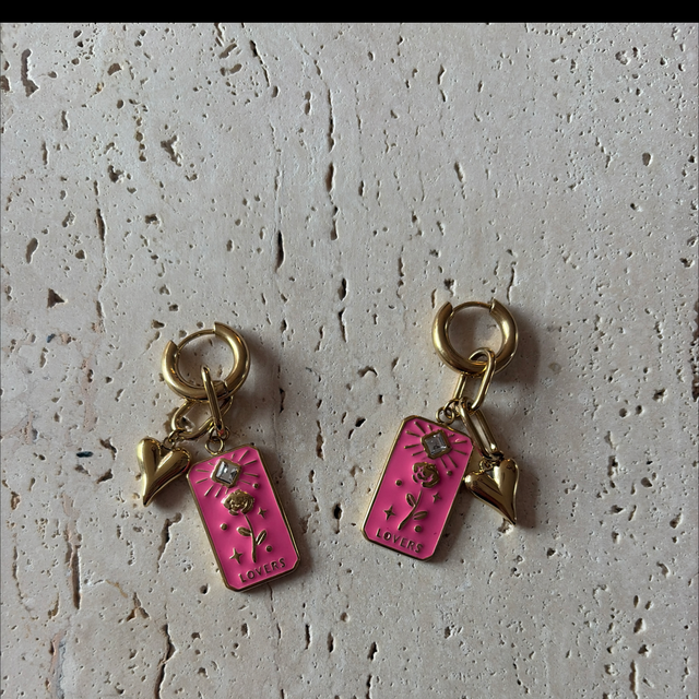 Oorbellen bloem roze