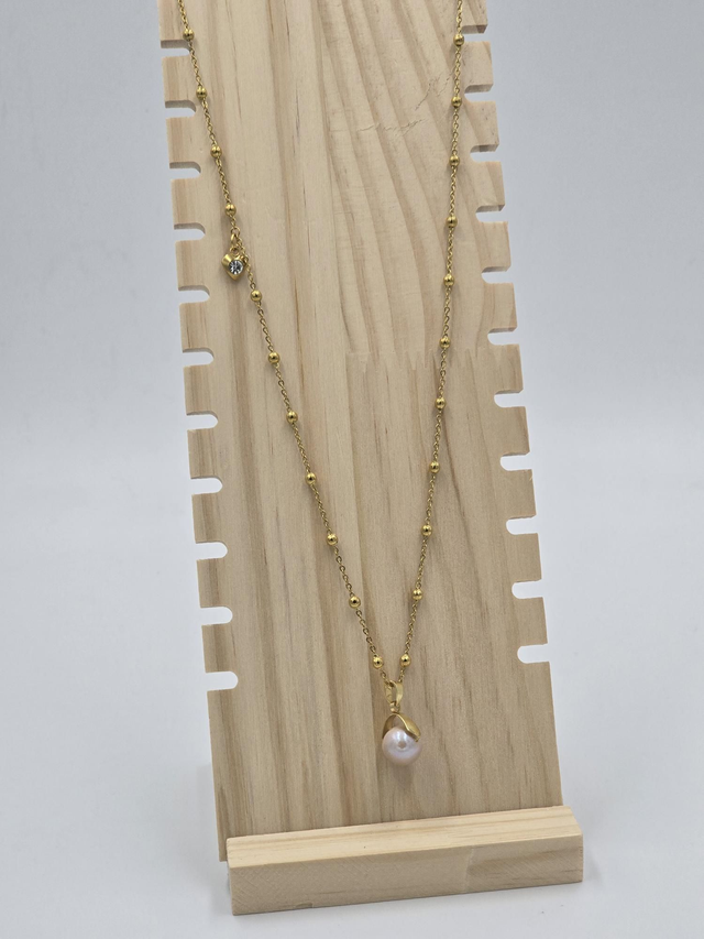 Collier Perle de culture d'eau douce rose 