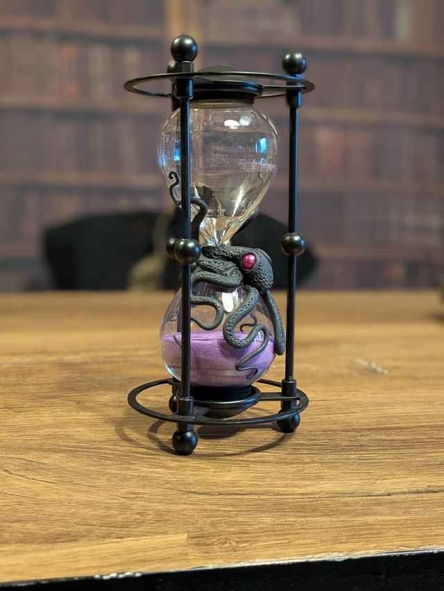 Sablier noir sable violet 15 min 19.5 x 9.3 cm