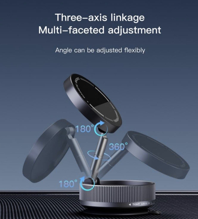 Support de Téléphone Magnétique pour Voiture avec Puissante Ventouse – Rotation 360°, Fixation Ultra-Stable