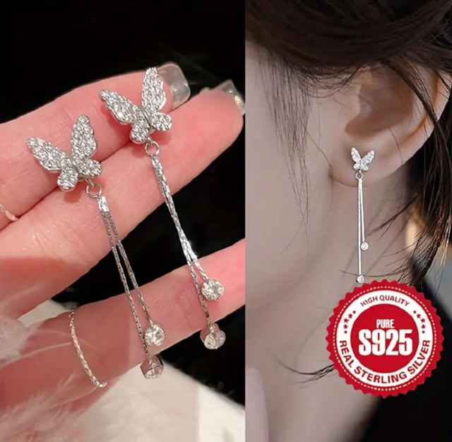 Boucles d’oreilles papillon en argent sterling 