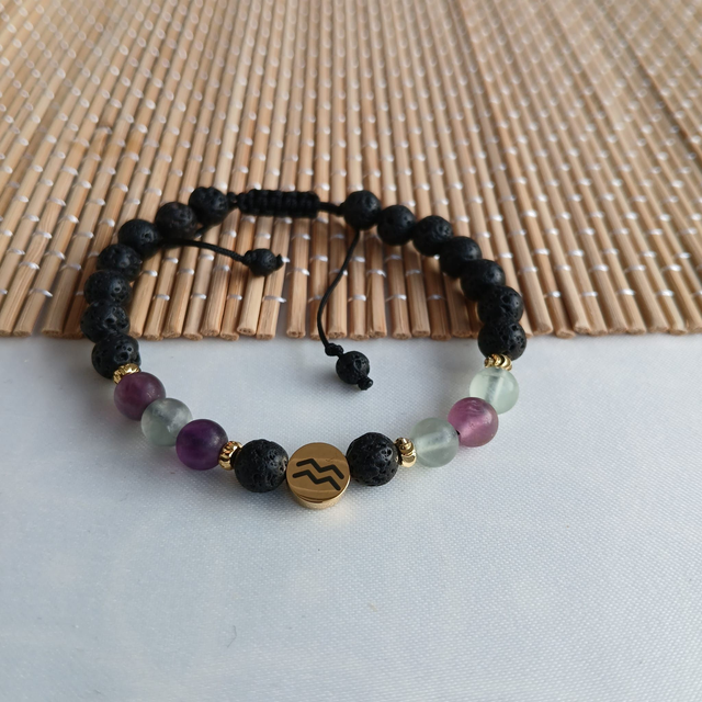 Sterrenbeeld armband Waterman - Lavasteen en Fluoriet (7.027)