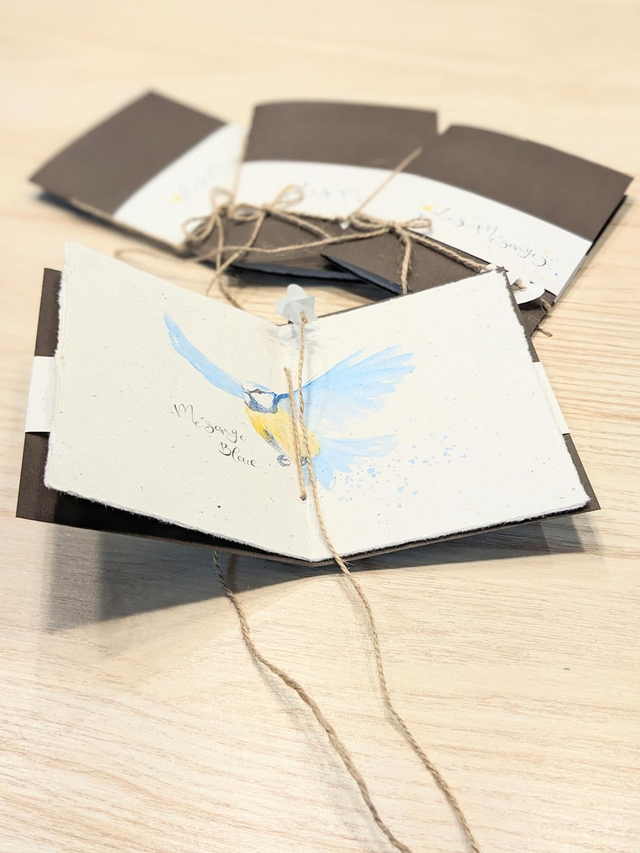 Mini-livre mésanges fait-main