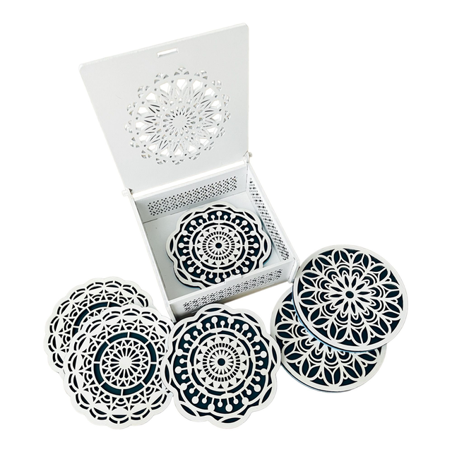 6 sous-verres en bois et leur boîte personnalisable