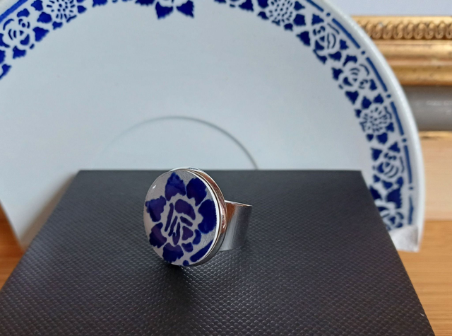 Bague grand modèle ronde argentée