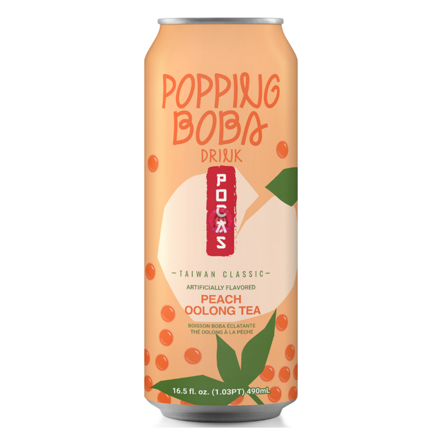 Pocas Popping Boba Peach Oolong Tea Drink - 16.5oz