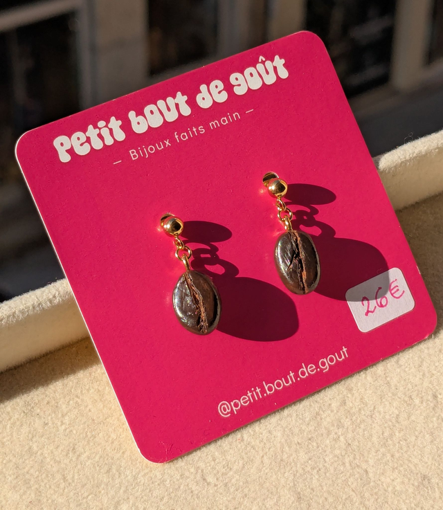 Boucles d'oreilles grains de café