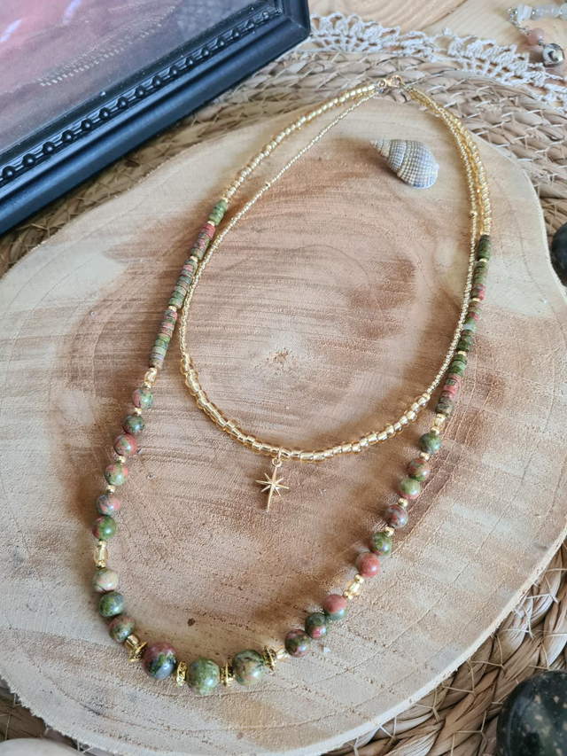 Collier double Unakite