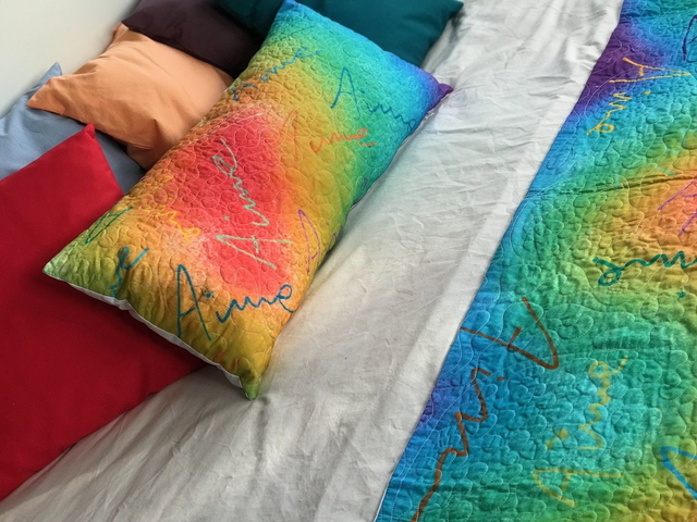 "Aime" - Pièce unique - Pied de lit matelassé - 180cm x 60cm - (Coussins vendus séparément) - Coton bio Made in France