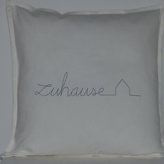 Kissenhülle weiß „Zuhause“